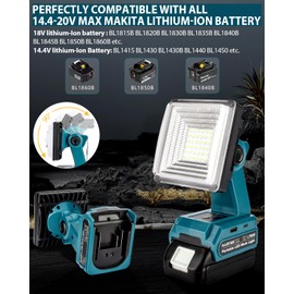 Cordless LED Work Light for Makita 18V LXT Battery, 25W LED Floodlight with USB-A&USB-C 2.1A Fast Charging Ports for Jobsite, Car Repairing, Camping, Emergency