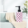 MUNILAIL Checkered Soap Dispenser with Matte Pump Pink and White