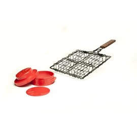 Charcoal Companion CC7308 Stuff-A-Burger 2 Piece Basket and Press Set