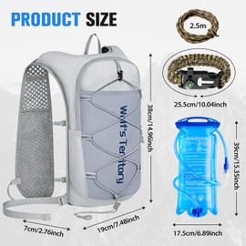 Witnewrage Running Vest Men & Women - Ultralight, Breathable & Adjustable, Hydration Backpack Running with Reflective Lines, 2L Water Bottle & Sports Armband for Safe Running S/M (Grey)