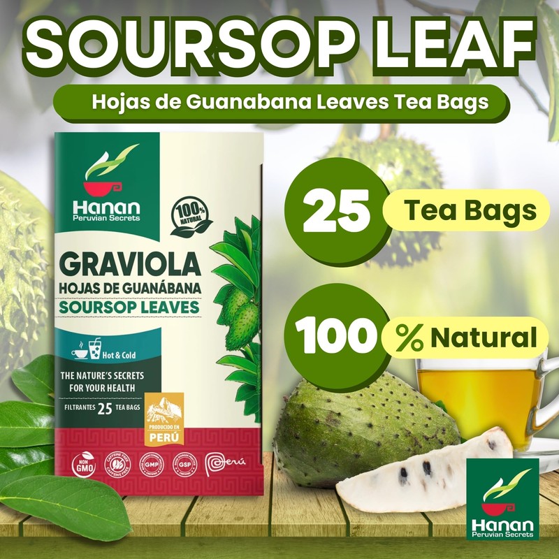 Hanan Soursop Leaf Tea Bags – 100% Natural Hojas de