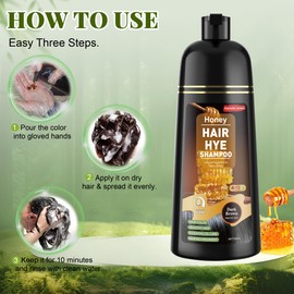 Dark Brown Hair Dye Shampoo 3 in 1 for Women & Men 100% Gray Hair Coverage - Herbal Ingredients Natural Plant Hair Color - Hair Dye in Minutes 500ML