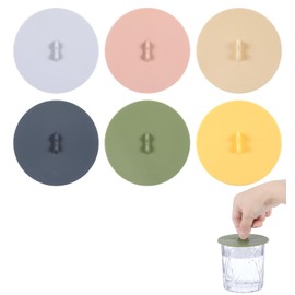 Heasy Silicone Cup Lids, 6pcs Food Grade Anti-dust Airtight Seal Lids for Mugs, Tea Cups, Coffee Cups, Multi-Color Design, Microwave and Dishwasher Safe, Includes 6 Colors