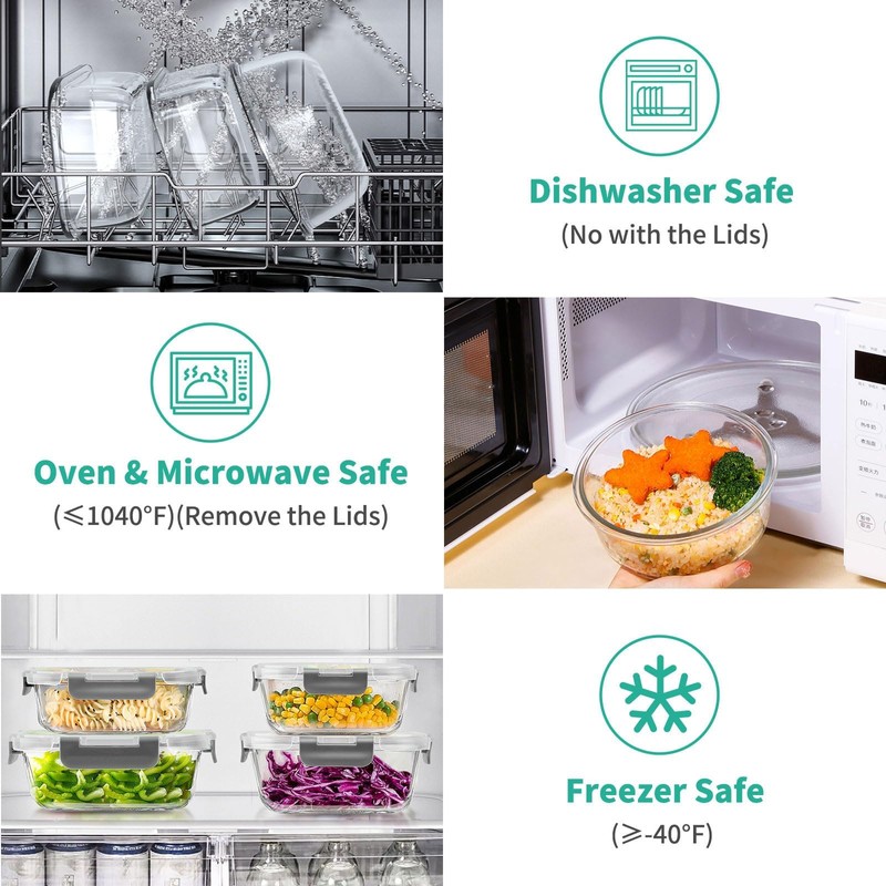 34pcs Glass Food Storage Containers with Lids Set, Airtight Glass