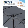 15FT Large Patio Umbrella with Base and Solar Lights, Double-Sided