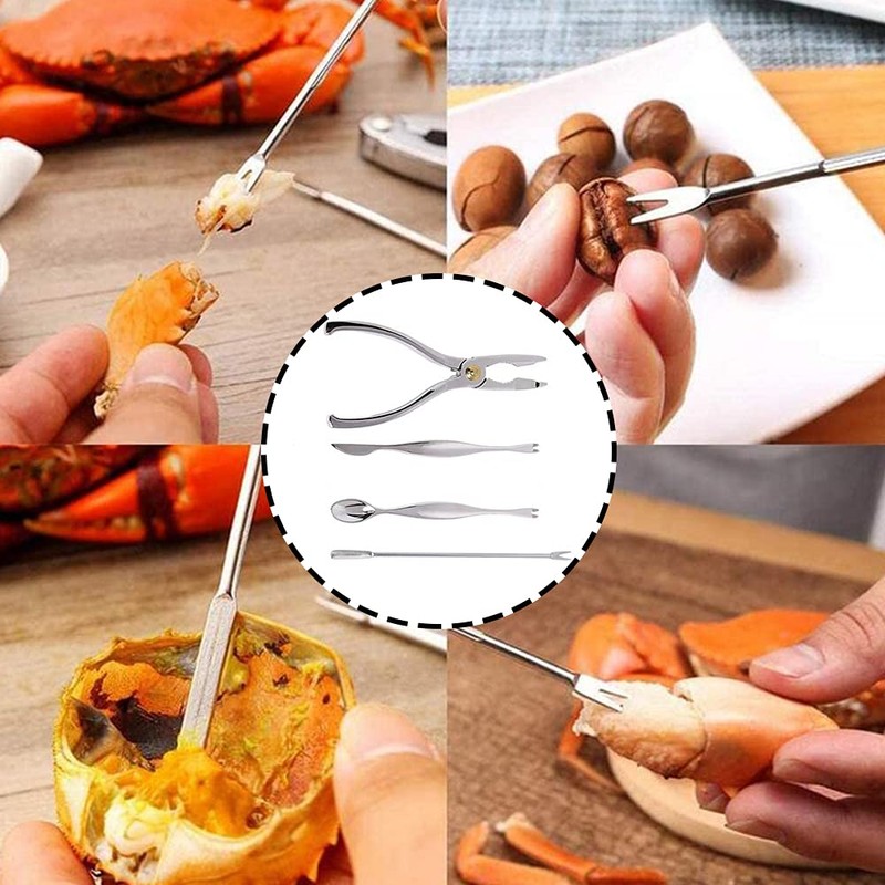 Set of 4 Stainless Steel Seafood Tool, Lobster Crab Cracker,