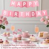 lasuroa Pink Happy Birthday Banner, Pre-Assembled Pink Birthday Banner Sign