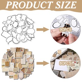 Dryxog Pack of 170 Scrapbook Stickers, Scrapbook Accessories, Name Plate Stickers, Various Shapes, Paper Stickers, Journaling Accessories for Writing, for Diary, Planner, Notebook, Album, Scrapbook