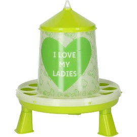 Kerbl Futterautomat mit Stand-Füßen, für Geflügel (Küken/Hühner/Enten), lebensmittelecht, Mit Motiv „Love My Ladies“ (2 kg)
