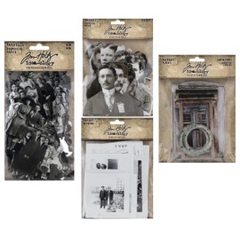 Tim Holtz Idea-Ology 2022 Paper Dolls Portraits, Mini Paper Dolls, Snapshots and Window Frames - 221 Pieces, Bundle of 4 Packages (TH94233, TH94234, TH94235, TH94248)