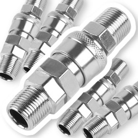 COLORBIRD Air Coupler for Female Thread Mounting, 5 Pairs Male Female Air Hose Air Coupler AC Air Compressor Coupler (SM+PM30 R3/8 5P)