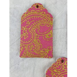 Paisley, Pink, Gold, Designer Hang Tags, Gift Tags, New