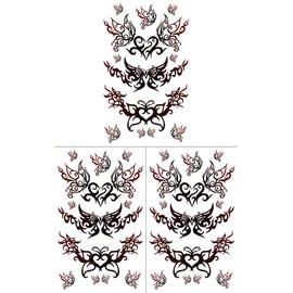 KING HORSE hm117 Tattoo Stickers, Butterfly Tribal [Regular Size, Pack of 3]