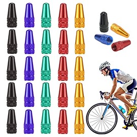 RuiChy 25 Pcs Bicycle Presta Valve Caps, Multicolor Anodized Aluminum Alloy Presta Cycling Valve Caps, French Style Tyre Caps Dust Covers Bike Tire Valve Stem Caps for MTB Road Bicycle