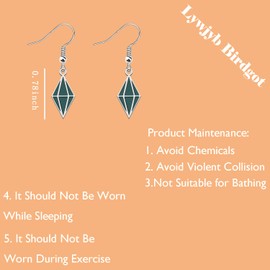 Lywjyb Birdgot Rhombus Plumbob Shaped Earrings Funny Video Gaming Jewelry For Gamer (Plumbob ER)