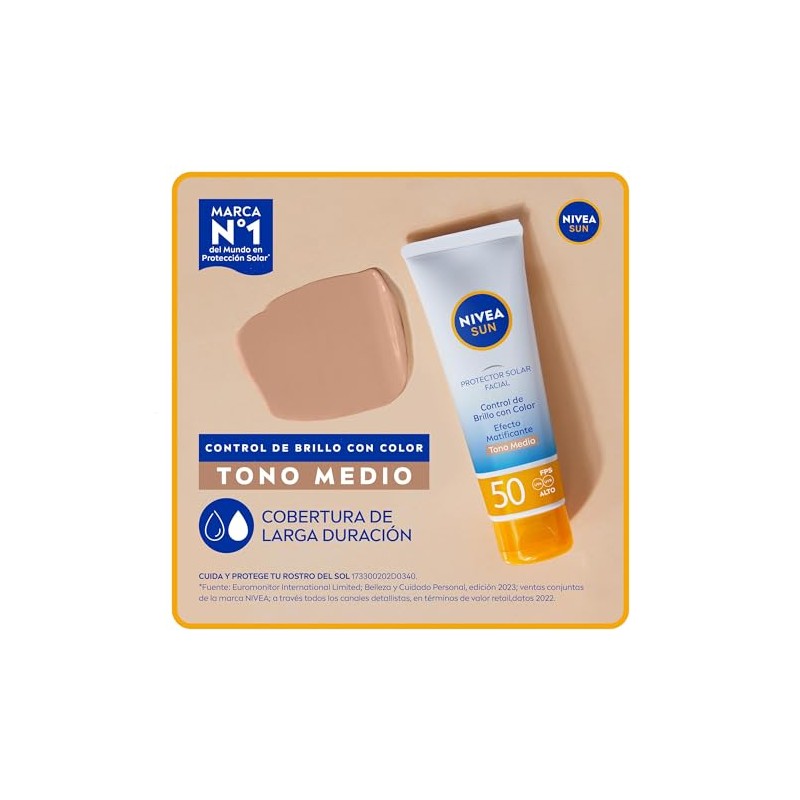 Protector Solar Facial NIVEA SUN Control Brillo Tono Medio FPS50+