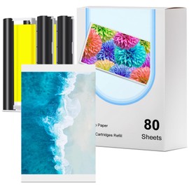 Compatible with Liene Amber M100/M200/M110/M210 4x6" Photo Printer 80 Sheets Photo Paper & 2 Ink Cartridges Refill,Only for DHP512/DHP513/DHP514/DHP515 Printer, Waterproof/Antioxidant/No Fading