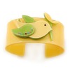 Avalaya Yellow, Light Green Acrylic, Austrian Crystal Dove Cuff Bracelet
