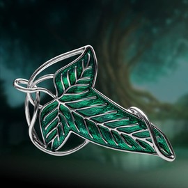 Bahamut Elegant Elven Green Tree Leaf Enamel Pins Brooch for Women Men,Lotr Jewellery Gifts (Green Leaf Brooch)