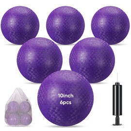 Hanaive 6 Pcs Playground Ball 10 Inch Kickballs Dodgeball Rubber Inflatable Dodgeball with Pump and Storage Bag, Bouncy Dodgeball Balls for Kids Adults Sports Outdoor Games and Activities (Purple)