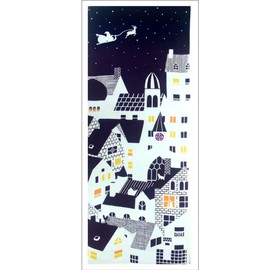 Edo-Ten (Todaya Shoten) Riion-Dyed Tenugui, Christmas Eve 1045, Approx. 14.6 x 38.6 inches (37 x 98 cm)