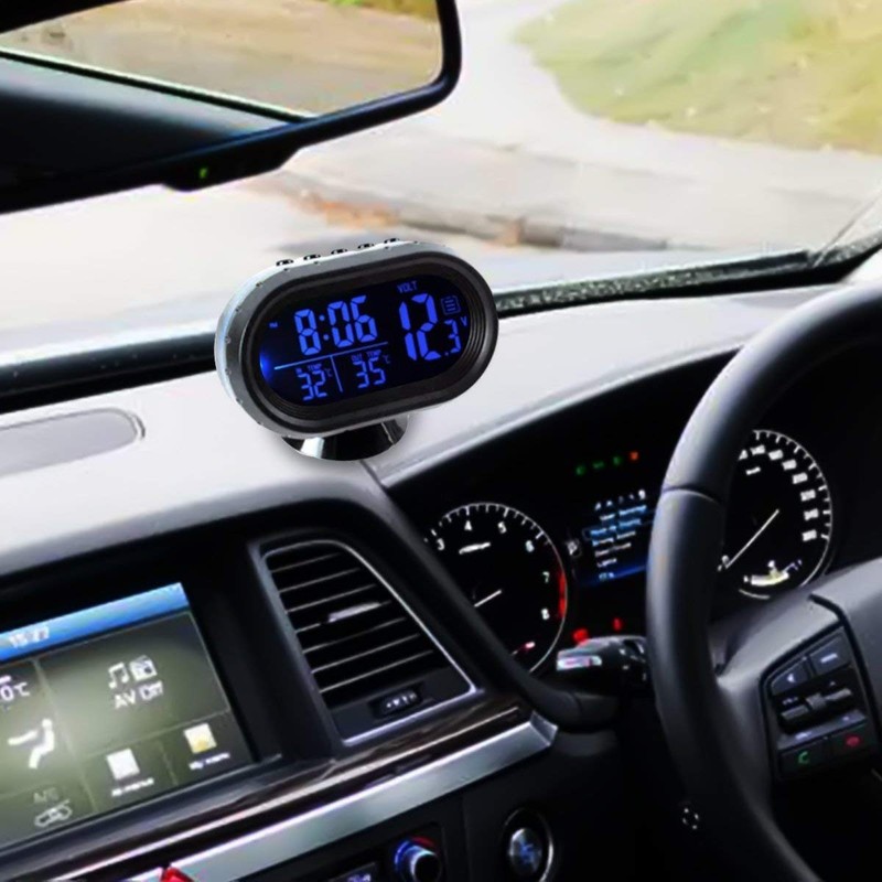 MASO 12-24V Multifunction LCD Electronic Car Thermometer Temperature Alarm Clock