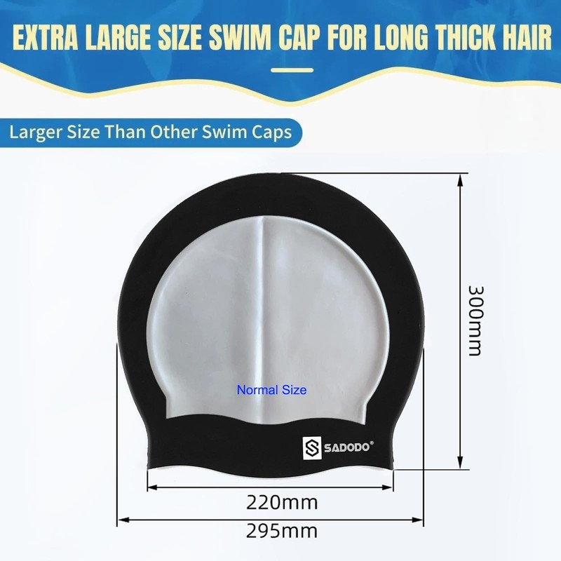 𝐒𝐚𝐝𝐨𝐝𝐨 Swimming Cap Extra Large,Pack 2PCS Swim Cap For Long
