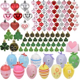 102PCS Valentines Day Tree Ornaments-Mini Valentine Ornaments for Small Tree, Mini Heart Ornaments for Valentine Tree,Easter Tree Ornaments St. Patrick's Day Ornaments for Tree,Valentine Day Decor Set
