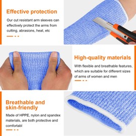Neer 4 Pair Protective Arm Sleeves for Thin Skin Anti-Cut Burn Resistant Cover Forearm Sleeve for Cooking Construction(Black, Blue, 7.9 Inch)