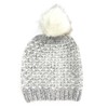 Thingimijigs Ladies Knitted Beanie Hat with Fluffy Faux Fur Pompom