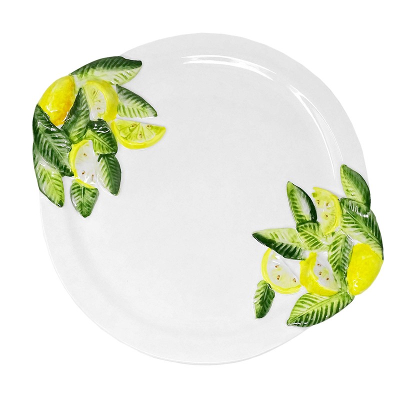 Hand Made Italian Ceramic Round Dinner Plate in Lemon Design