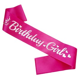 LXYXUUN Birthday Girl Sash Pink, Silver Foil Birthday Sash for Girl Funny Birthday Party Decorations, 16 18 21st Bday Sash Gift Ideas