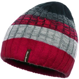 Dexshell Junior Waterproof Beanie Hat Pink Stripe, red