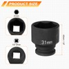 sourcing map 6 Point Impact Socket 31mm Metric Socket 1/2"