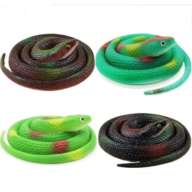 ZJMZZM Realistic Rubber Snakes - 4 Pieces 29 Inch Fake Rubber Snake to Keep Birds Away, Rubber Realistic Snake for Garden Props to Scare Birds, Squirrels, Mice