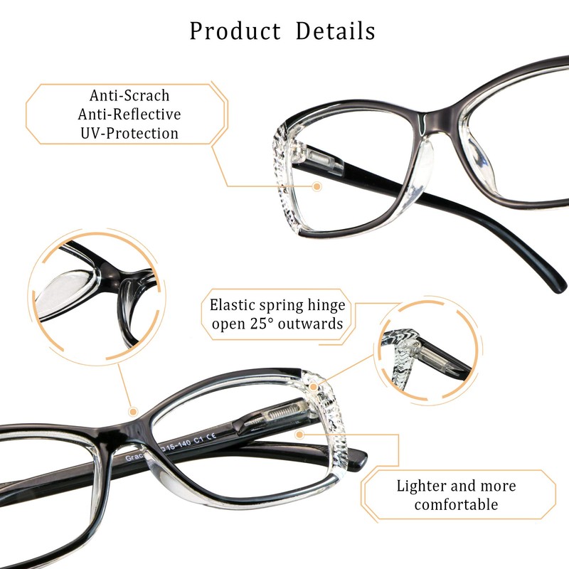 LifeArt 5 Pairs Reading Glasses, Blue Light Blocking Glasses, Computer