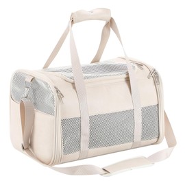 Monanller Fashion Leather Dog Carrier, Airline Approved Cat Carrier Soft Sided Pet Bag Carrier Purse for Puppy Kitten Small Animals White