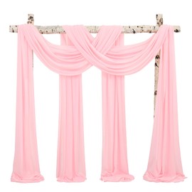Wedding Arch Draping Fabric,4 Panels 28" x20ft Pink Wedding Arch Drapes for Ceremony Chiffon Fabric Drapes Arbor Drapery Wedding Arch Decorations for Reception Sheer Backdrop Curtains for Party Swag