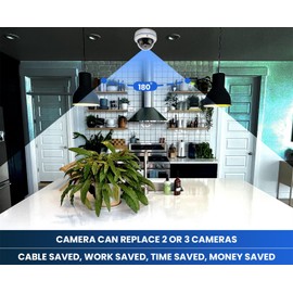 DCSEC HD 1080P 2MP 180 Degree Surveillance Security Camera Wired Coax Fisheye 1.7mm Lens Super Wide Angle Dome Camera Outdoor 4 in 1 (TVI/AHD/CVI/BNC Real Hybrid Analog CCTV Cameras) IR Night Vision