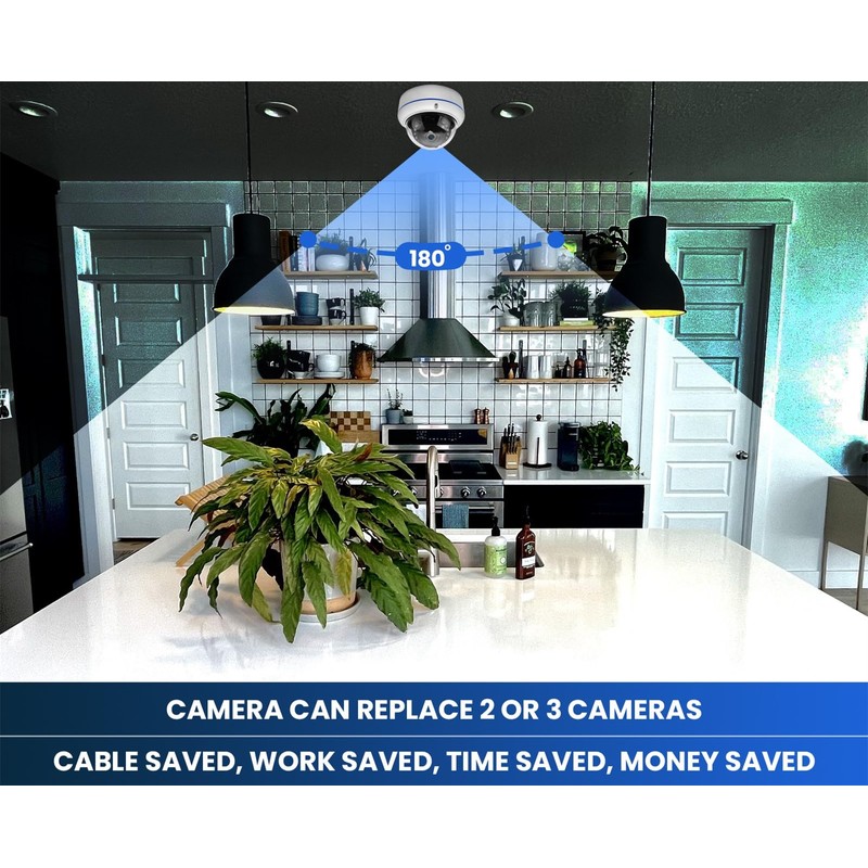 DCSEC HD 1080P 2MP 180 Degree Surveillance Security Camera Wired