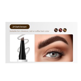 Tkekruh Eyebrow Pencil Quarter Eyebrow Pencil, 3D Micro Eyebrow Pencil, with 4 Fork Tips, Durable, Natural, Finer, for Perfectly Defined Eyebrows (Dark Brown)