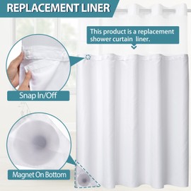 Conbo Mio 2 Pack Hotel Fabric Snap in Shower Curtain Liner Replacement Removable Water Repellent Liner for Bathroom Shower Curtain Liner 107W X 54H