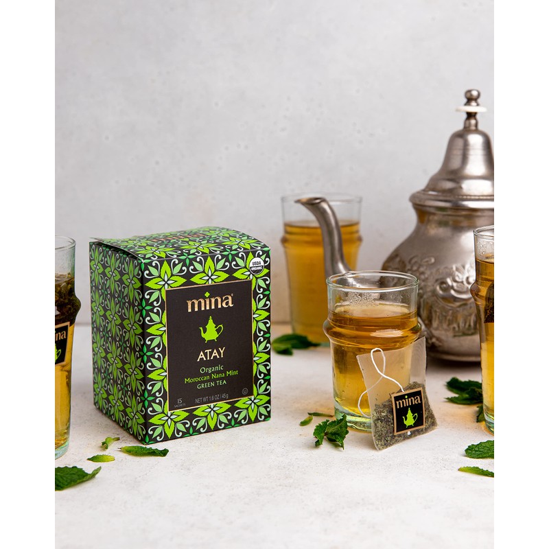 Mina Atay Moroccan Nana Mint Organic Green Tea, 15 Biodegradable