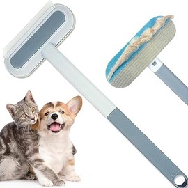 Seeyoo Pet Hair Remover 4-in-1 Reusable Dog Cat Hair Cleaning Removal Brush with Extra Long Handle for Furniture, Carpet, Clothes, Bedding, Floor, Car, Window - 2 PCS