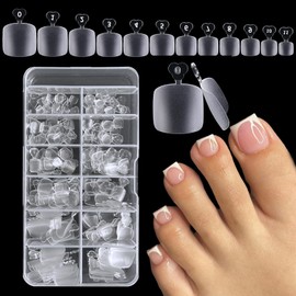 AddFavor 240pcs Toe Nail Tips Matte Soft Gel x Toenail Tips Full Cover Square Acrylic Artificial False Fake Toe Nails Tips for Salon and Home Foot Pedicure Manicure