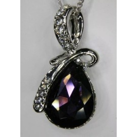 Unbranded Dark Purple Teardrop Crystal & Rhinestone Necklace- February birthstone color