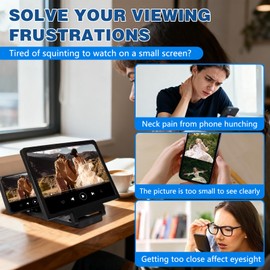 Screen Magnifier for Cell Phone,3D HD Big Screens Phone Magnifier,Foldable Phones Stand with Movie Screens Amplifier,Portable Mobile Phones Magnifier Projector for Movies,Compatible All Smartphones