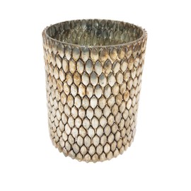 Creative Co-Op Oxidized Glass Mosaic Candleholder, Pewter Finish