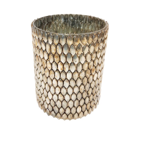 Creative Co-Op Oxidized Glass Mosaic Candleholder, Pewter Finish