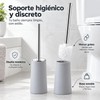 ALIMOTA Juego Cepillo Inodoro Acero, Cerdas 360° Mango Largo Soporte